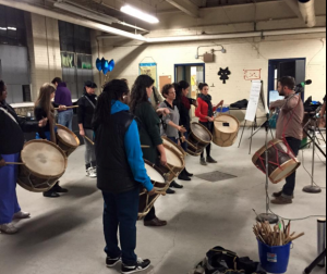 Learning to drum with Maracatu Mar Aberto!