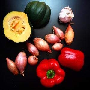 Roasted Squash with Red Peppers and Shallots