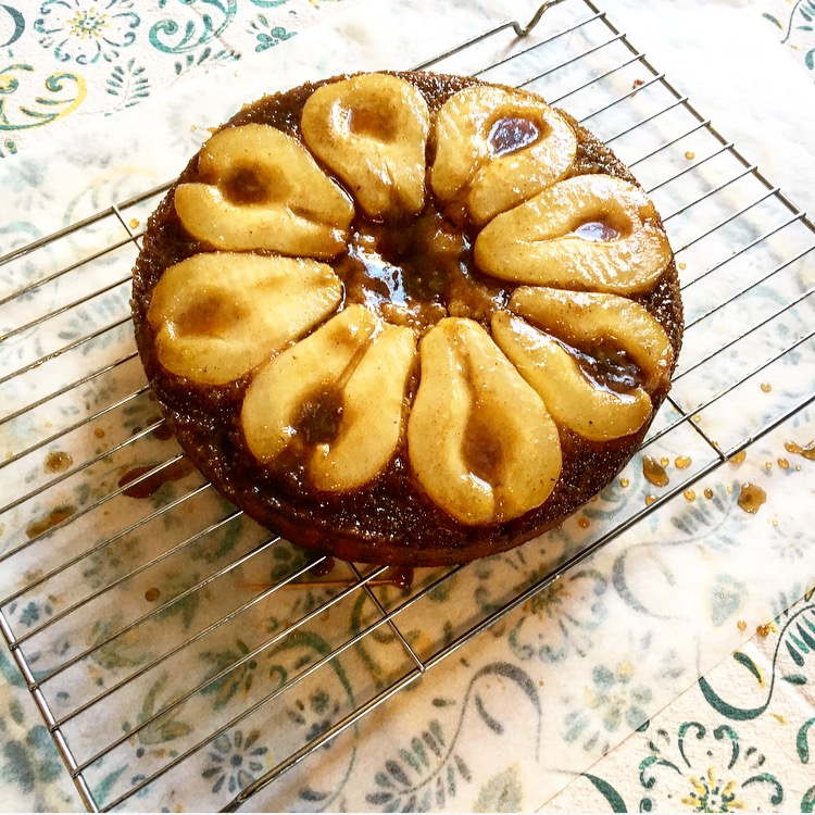 Pear and Cardamom Caramel Cake